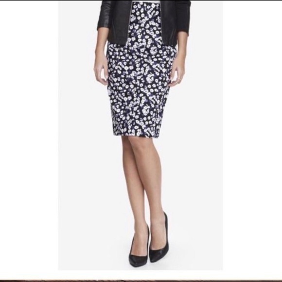 EXPRESS Women Cotton High Waist Pencil Skirt Multicolor Floral Lined 2 - Picture 1 of 7